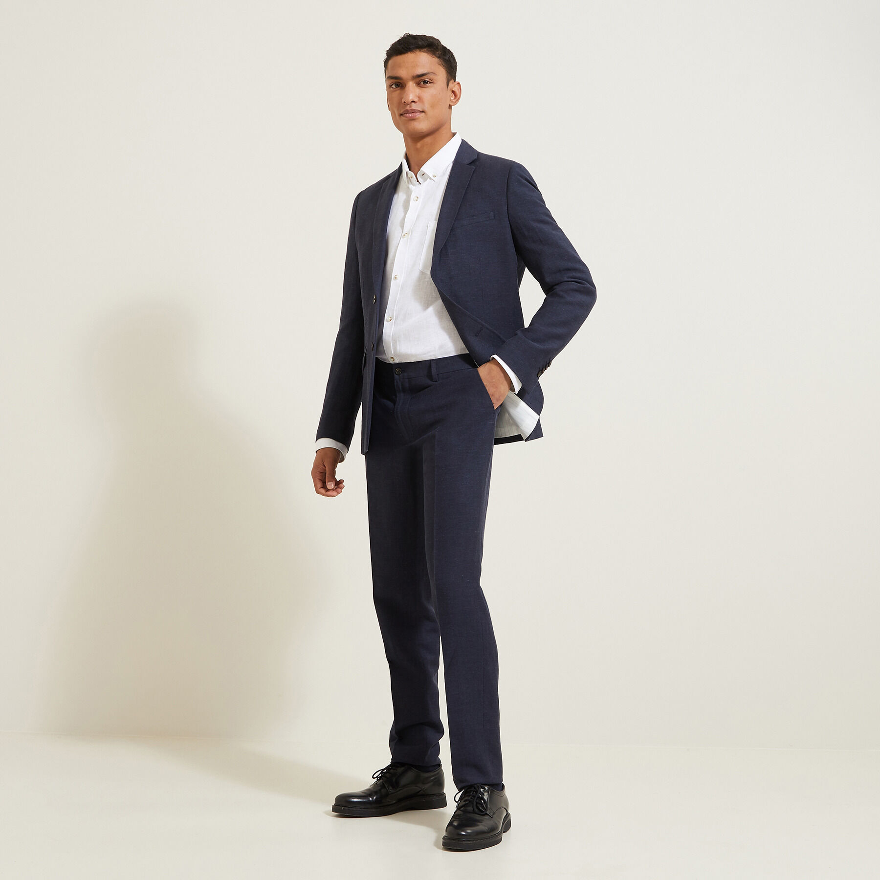 Veste de costume contenant du lin slim Bleu fonce Jules