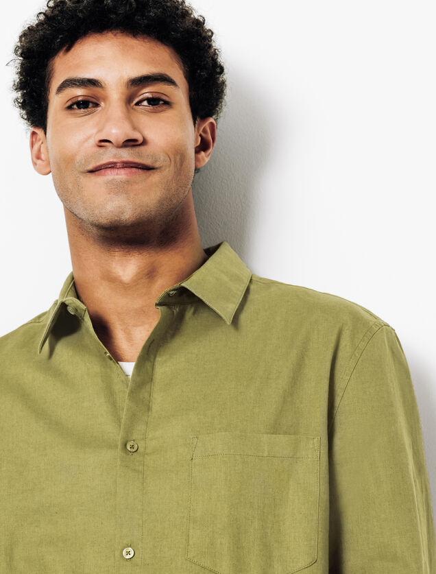 Chemise en coton lin unie