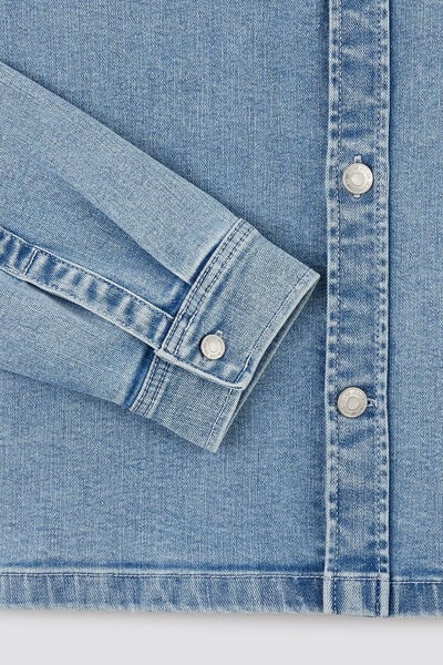 Jeans overhemd in katoen en hennep