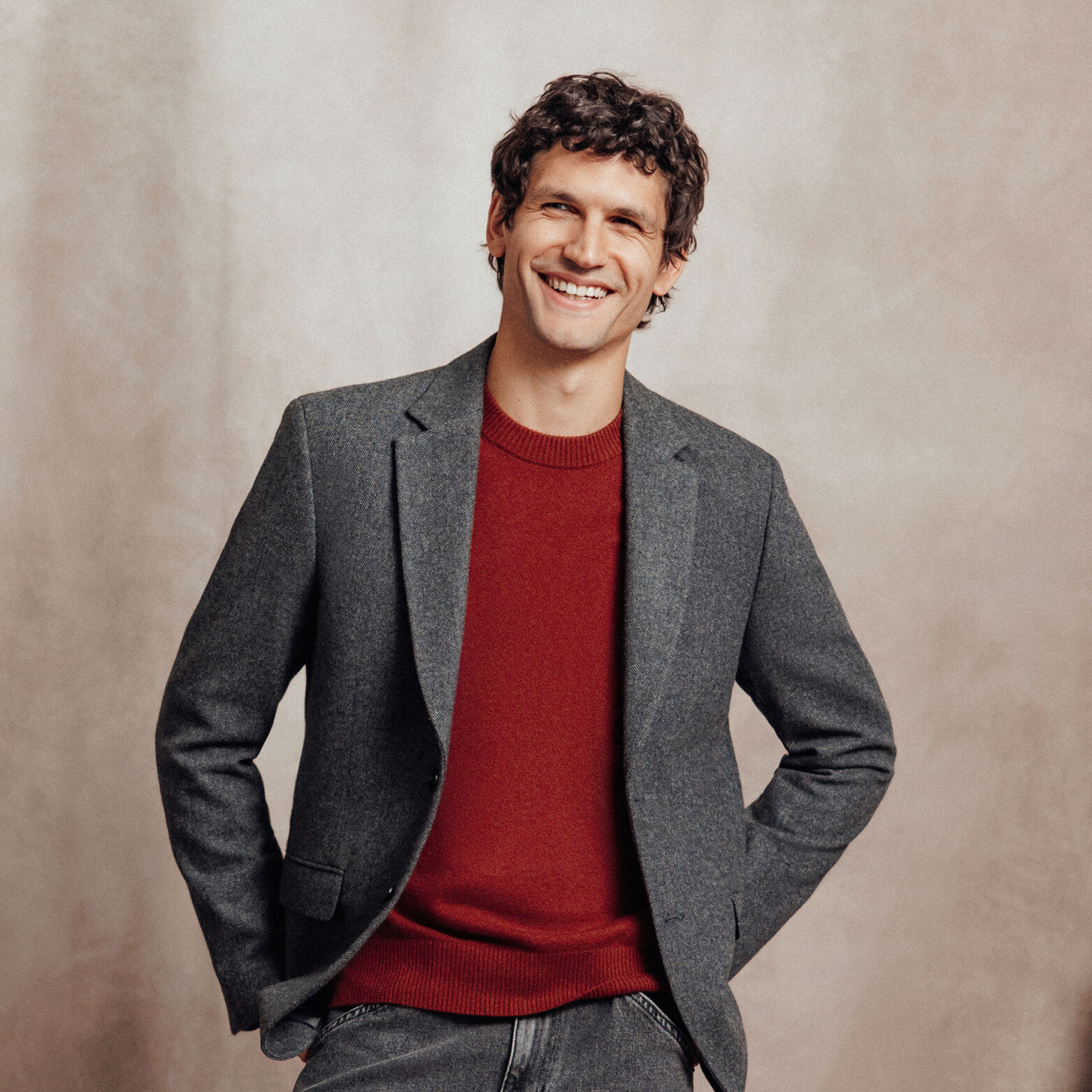 Comfort fit blazerjasje met visgraatmotief