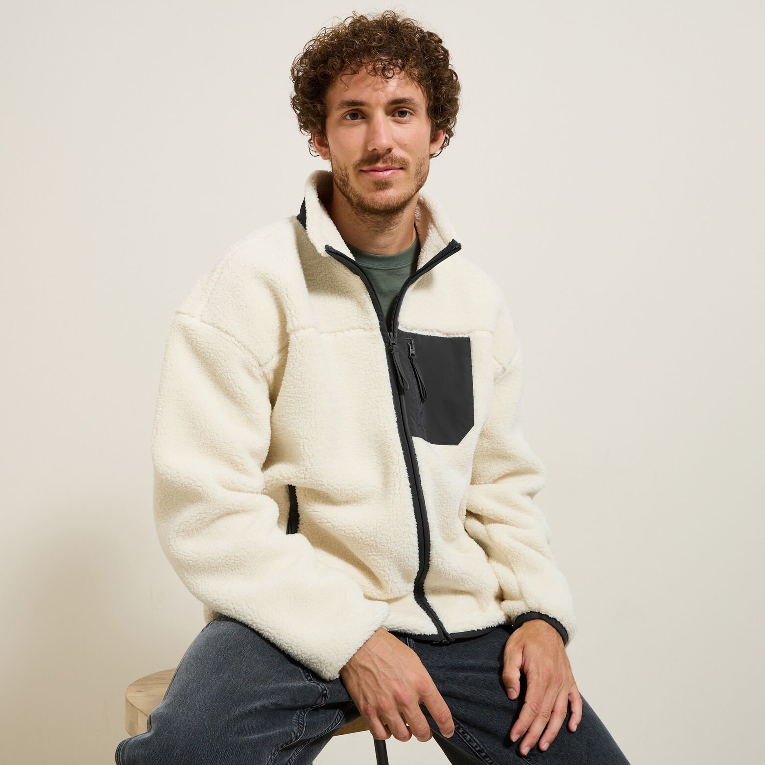 Sweat zippé en sherpa