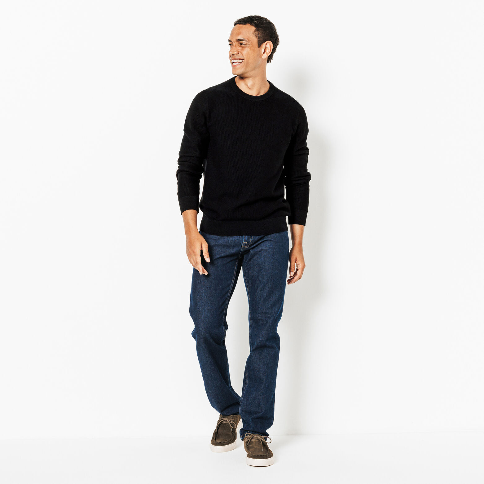 Pull col rond jeux de points fantaisie