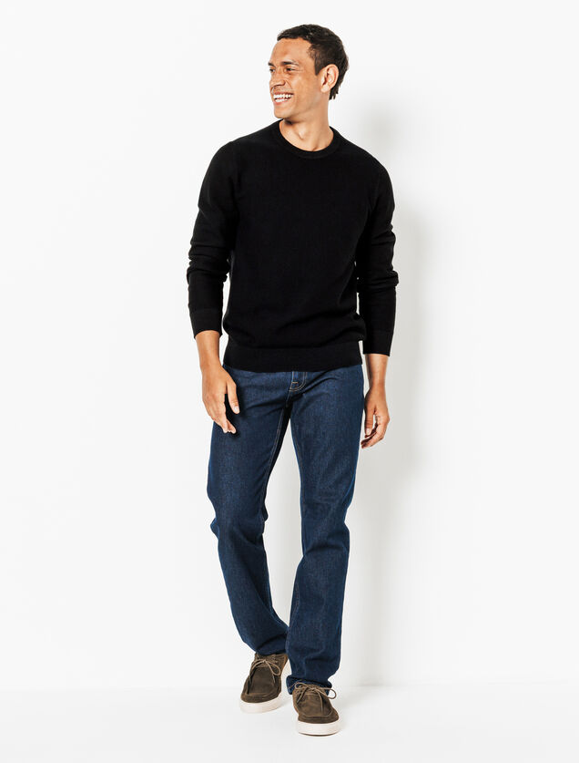 Pull col rond jeux de points fantaisie