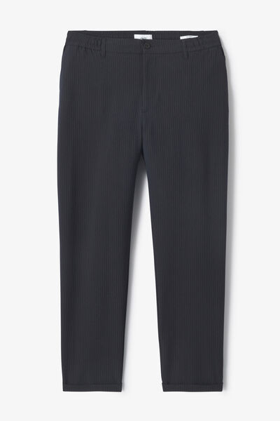 Pantalon tapered 7/8&egrave;me seersucker ray&eacute;