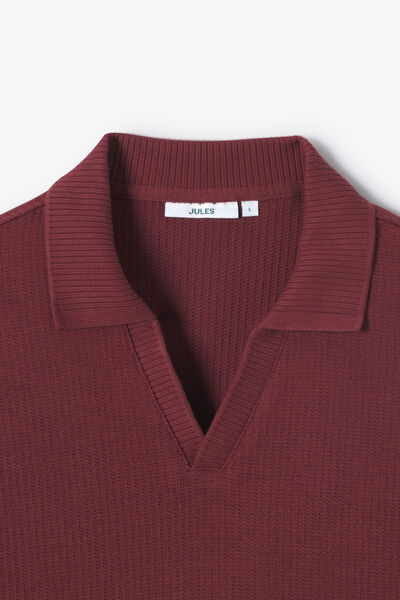 Polo manches courtes col resort en c&ocirc;te