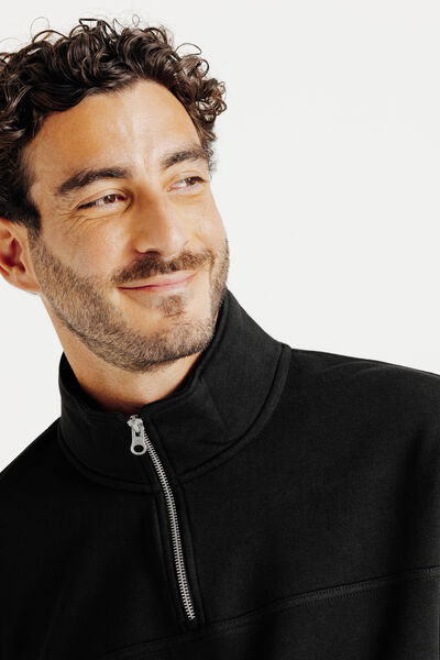 Sweat col montant zippé uni