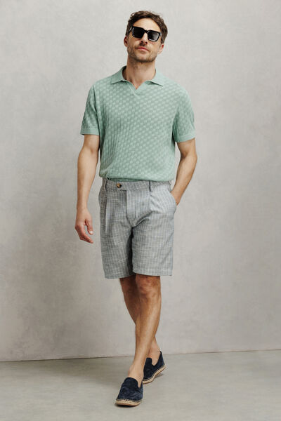 Polo en maille col resort damier