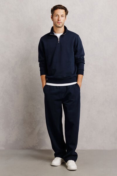 Sweat col montant zipp&eacute; molleton uni
