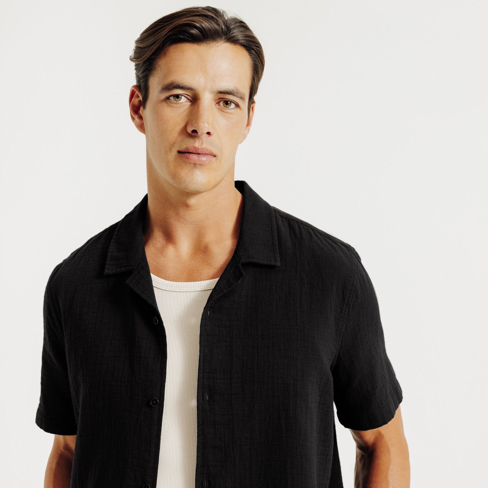 Chemisette en gaze de coton col requin