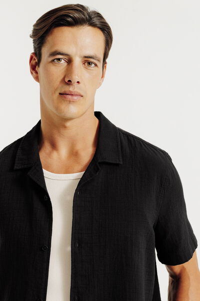 Chemisette en gaze de coton col requin