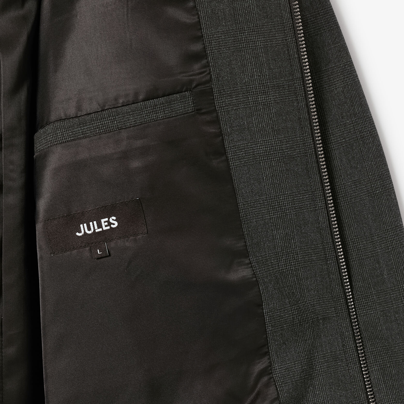Veste zipp&eacute;e col chemise &agrave; carreaux