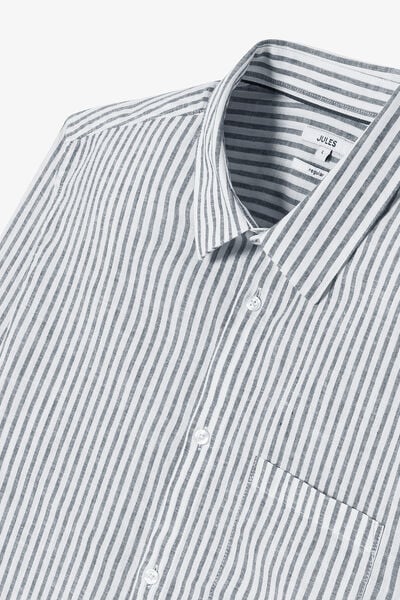 Gestreept hemd in katoen en linnen
