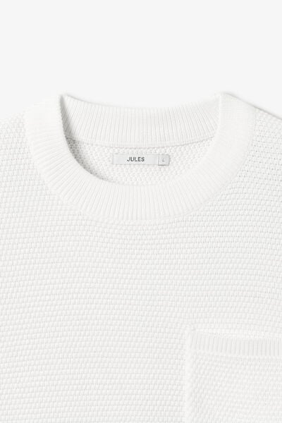 Pull col rond point de riz poche poitrine