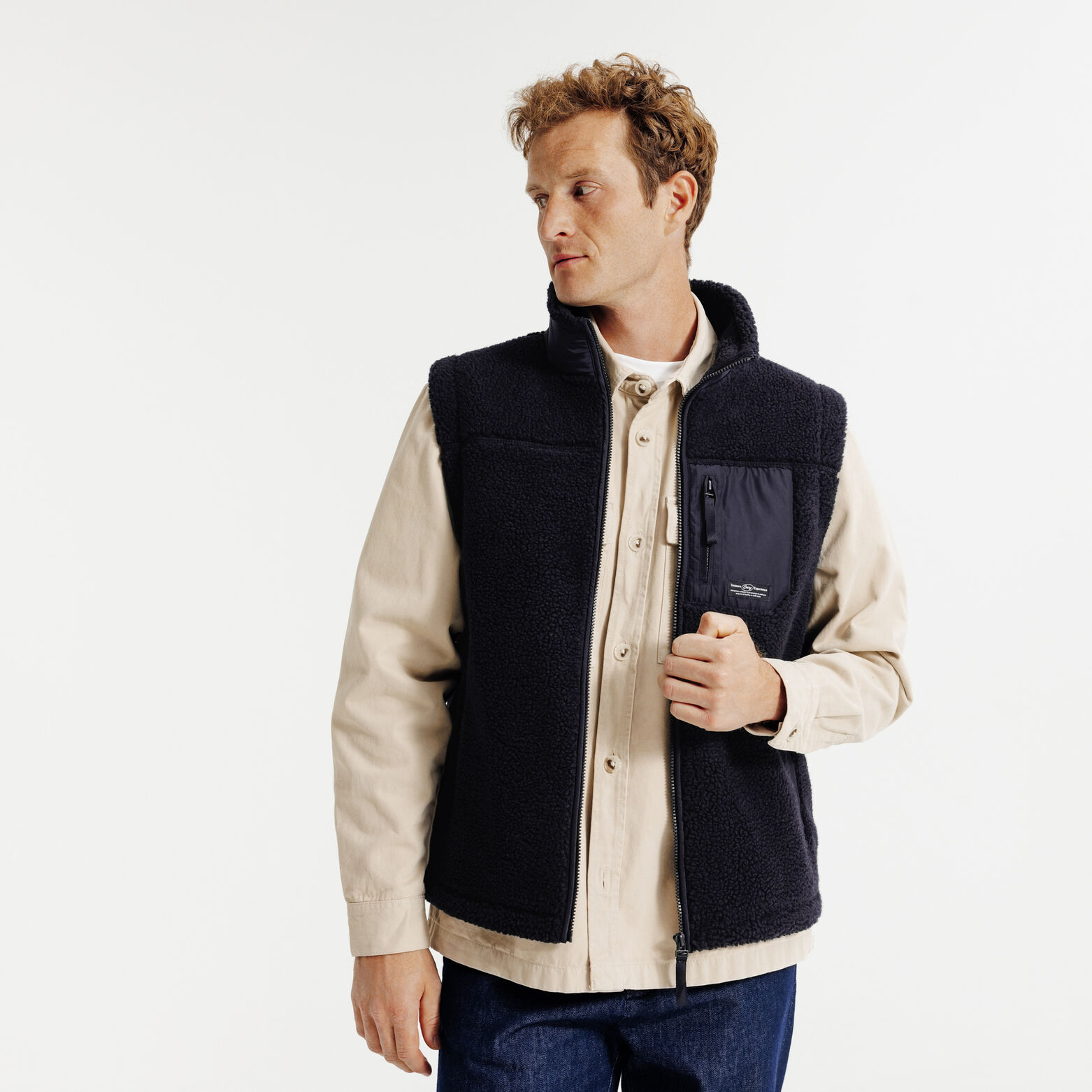 Veste sans manche en sherpa contrastée