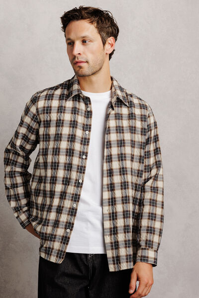 Chemise regular col fran&ccedil;ais &agrave; carreaux