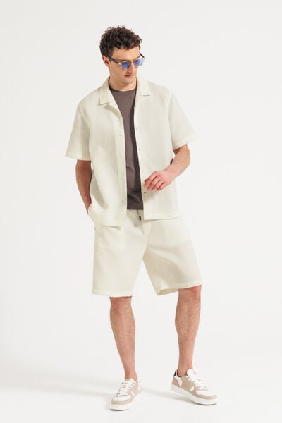 Chemisette gaufr&eacute;e coton unie