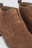 Boots montantes en croûte de cuir à lacets