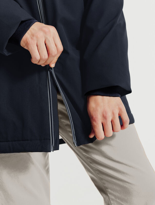 Parka longue &agrave; capuche doubl&eacute;e en sherpa