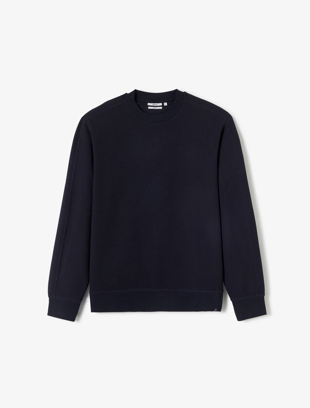 Sweater ronde hals in wafelstructuur