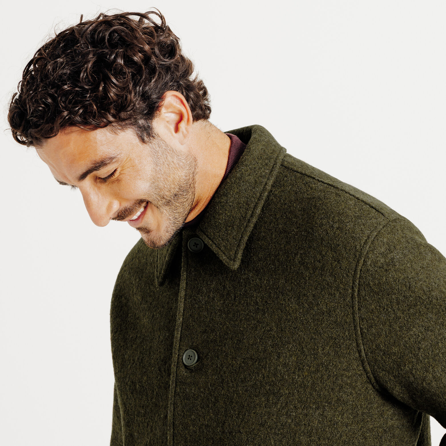 Jack met hemdskraag in wol