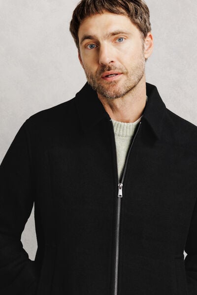 Blouson contenant de la laine col chemise zipp&eacute;