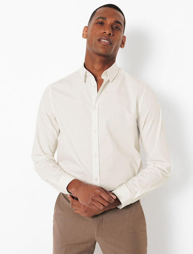 Chemise en coton imprim&eacute; g&eacute;om&eacute;trique slim