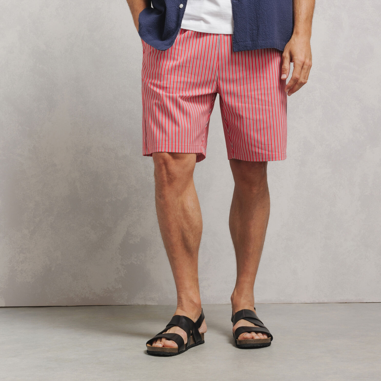 Ensemble chemise et bermuda ray&eacute; - Rouge