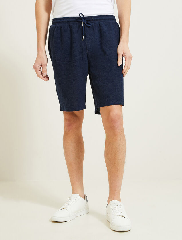 Bermuda met elastische taille in textuurstof