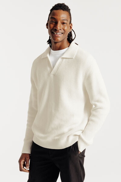 Polo en maille manches longues col resort