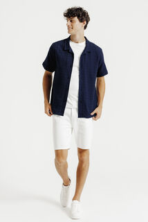 Regular fit hemdje in jacquardkatoen