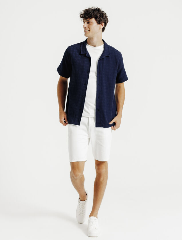 Regular fit hemdje in jacquardkatoen