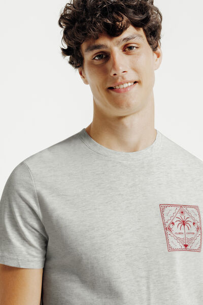Tee shirt imprim&eacute; palmier col rond