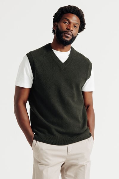 Pull col v sans manches