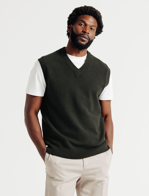 Pull col v sans manches