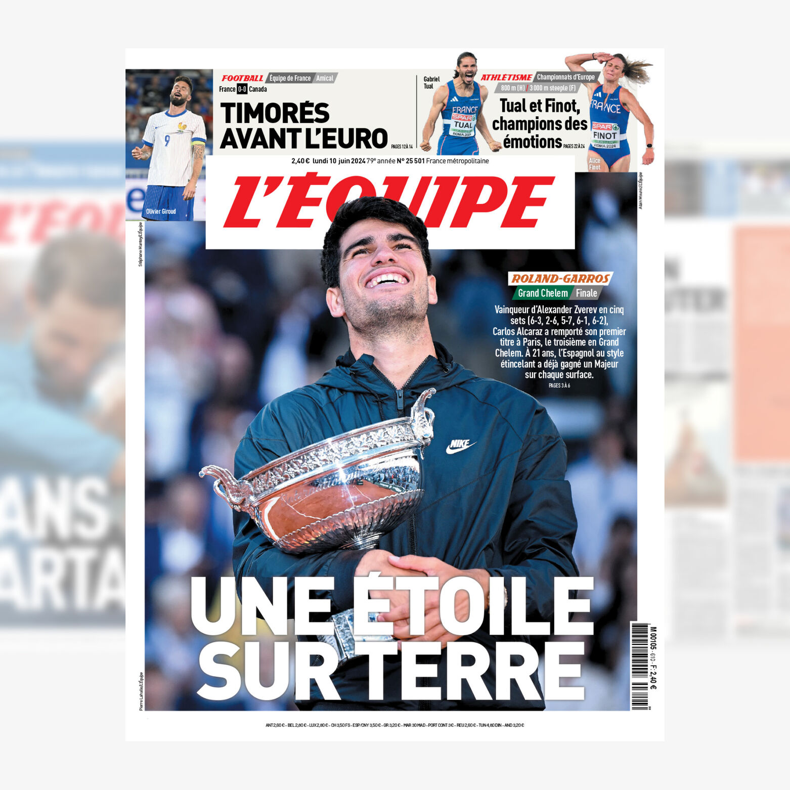 Tee shirt imprim&eacute; dos licence l'&Eacute;quipe
