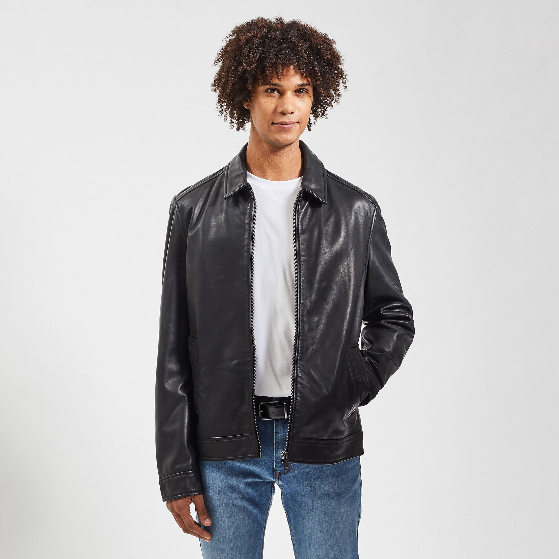 Blouson en sales cuir noir