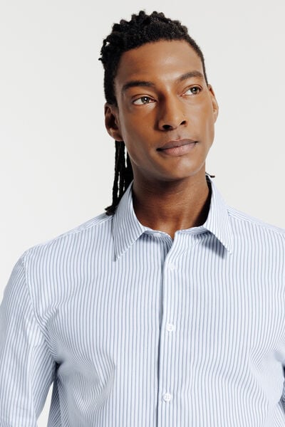 Regular fit gestreept hemd in katoen