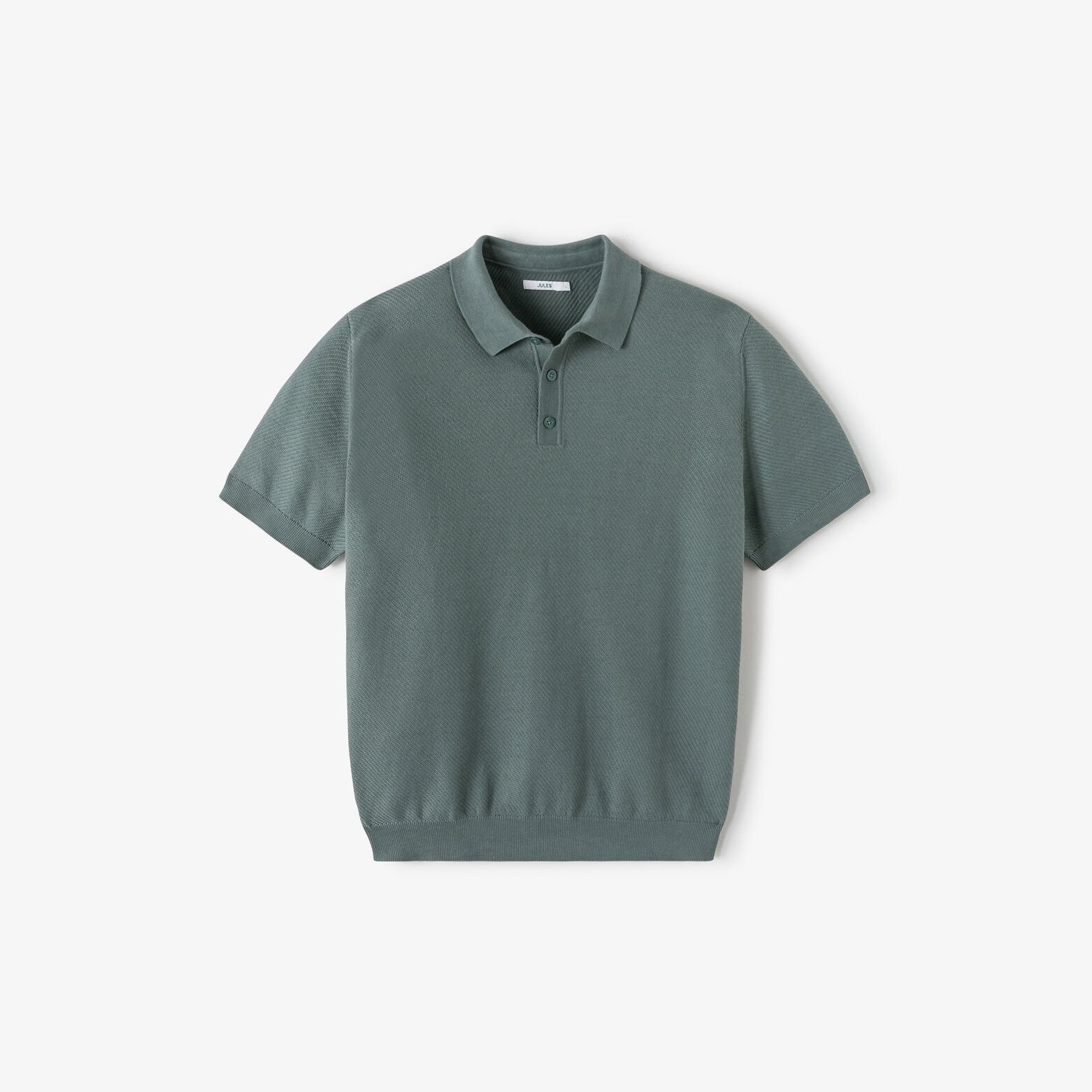 Polo en maille col boutonn&eacute; jeux de points