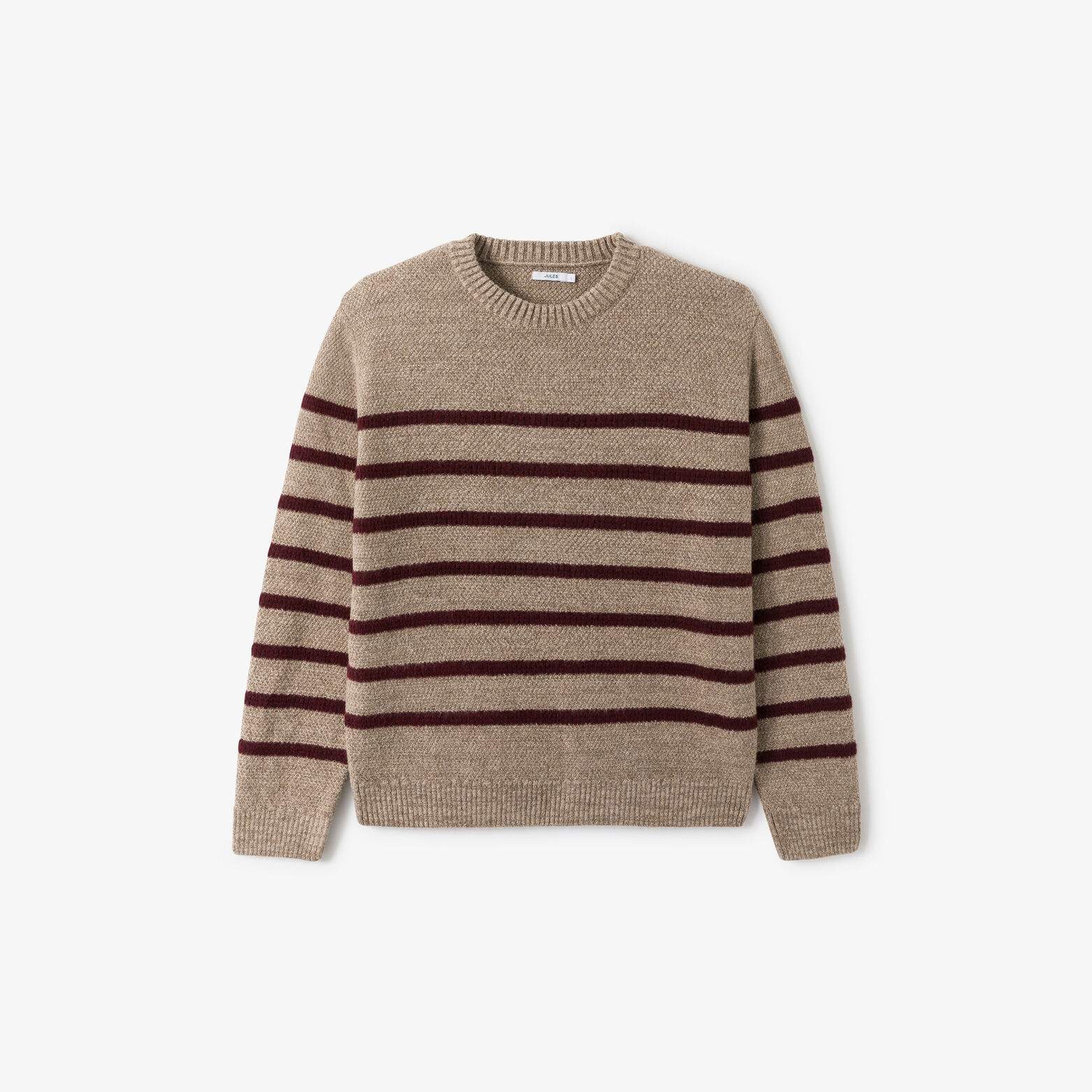 Trui ronde hals in gestreept stekenpatroon