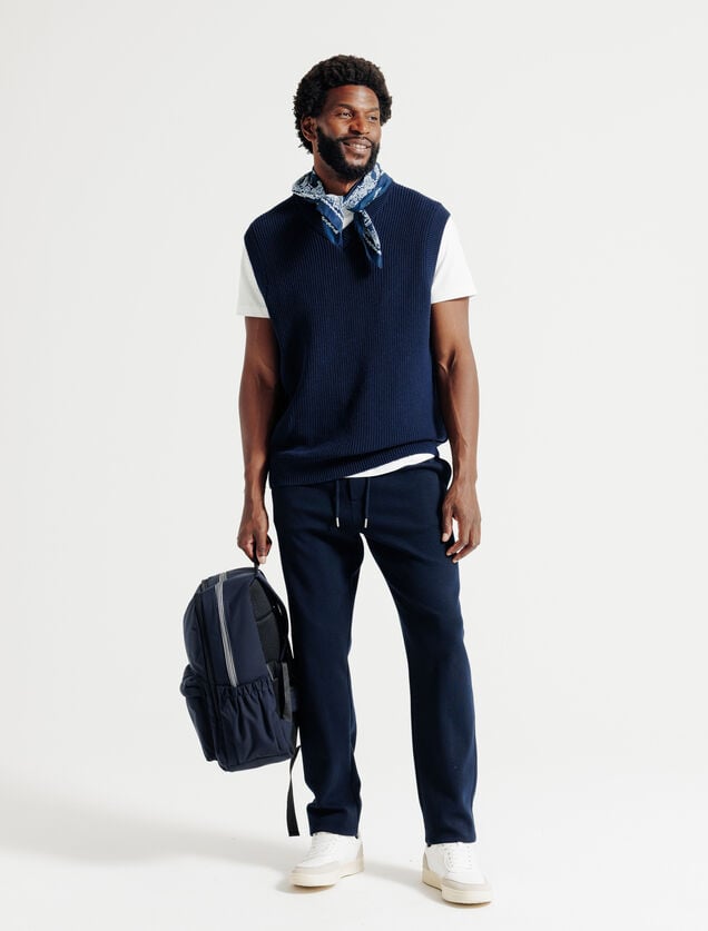 Pull col v sans manches