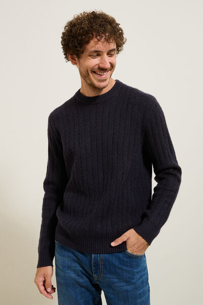 Pull col rond torsade