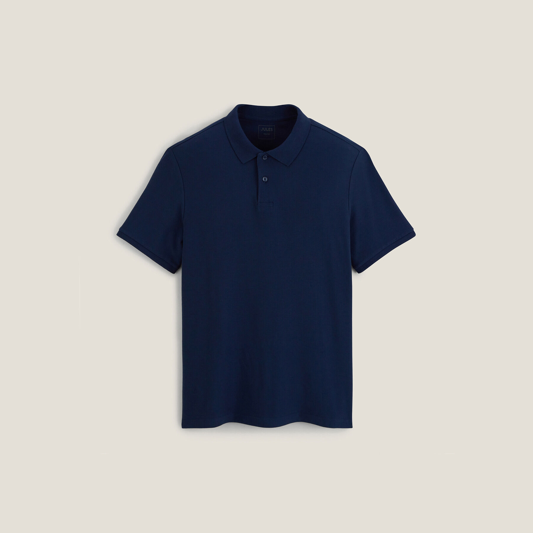 Polo manches courtes uni pique Bleu fonce Jules
