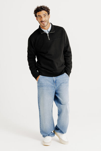 Sweat col montant zippé uni