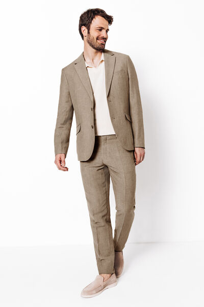 Costume 2 pi&egrave;ces contenant du lin - Beige