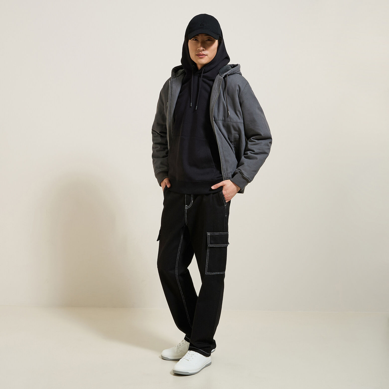 Blouson à capuche en coton