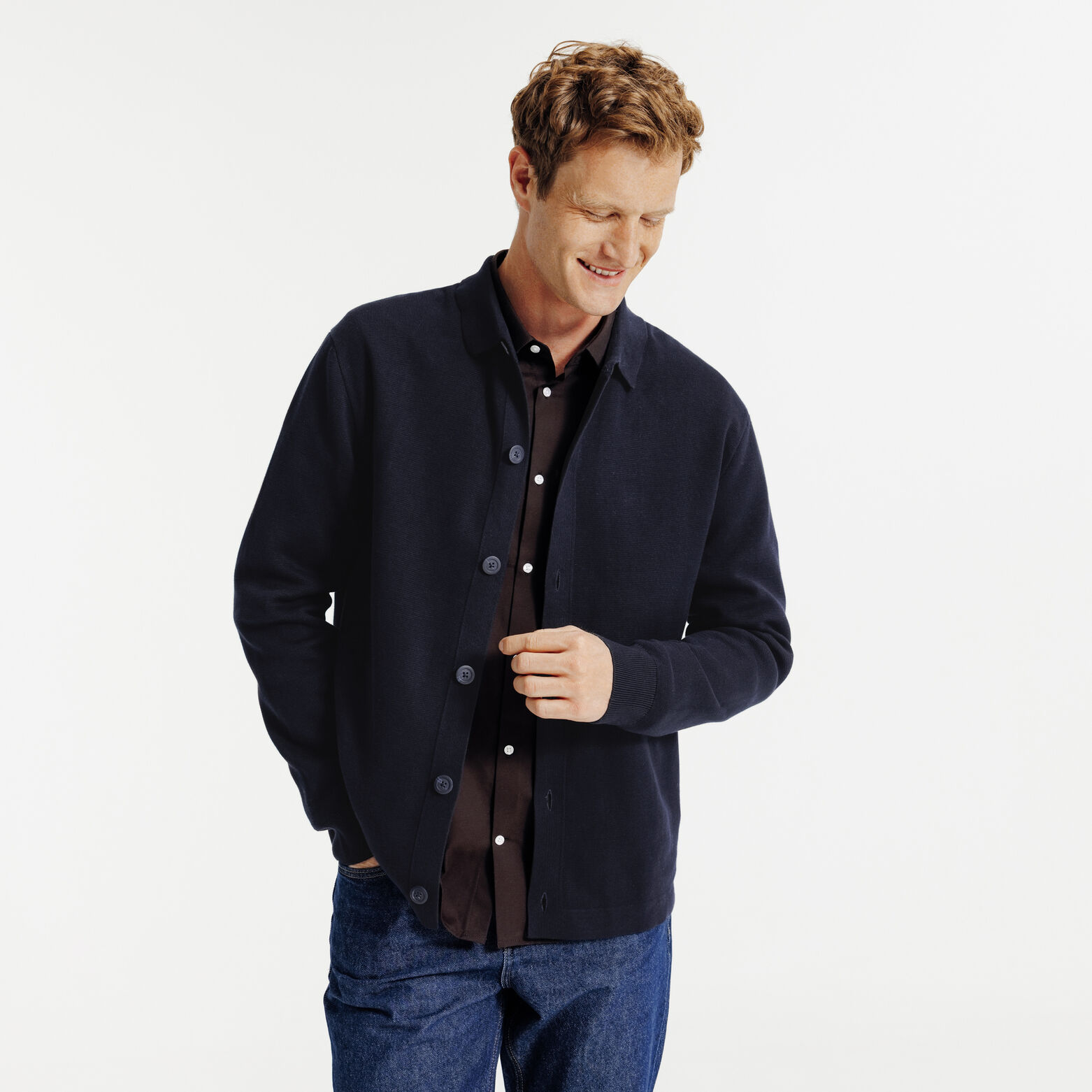 Gilet cardigan boutonné col polo