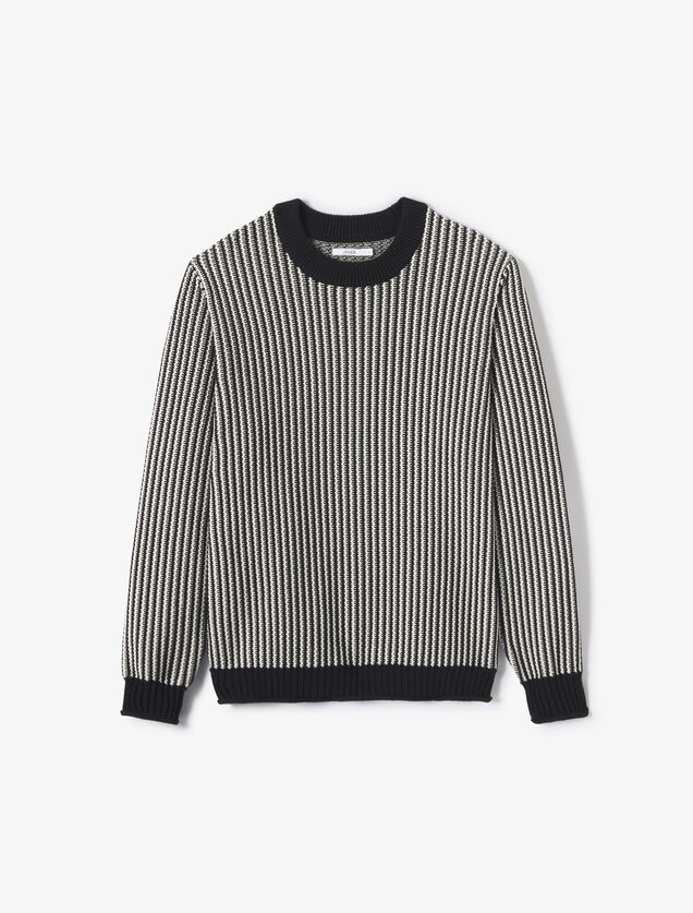 Trui ronde hals in gestreept jacquard