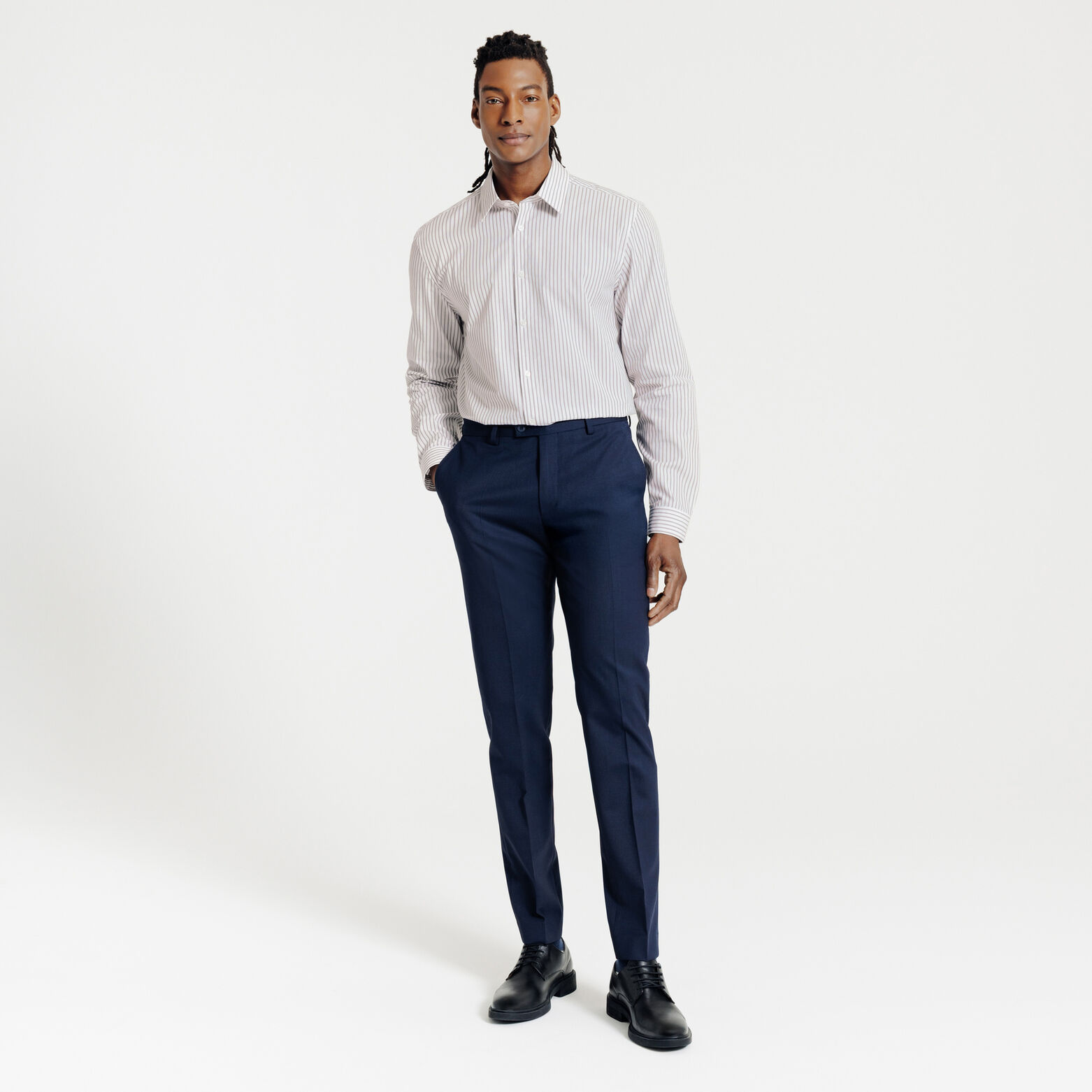 Chemise regular ray&eacute;e en coton