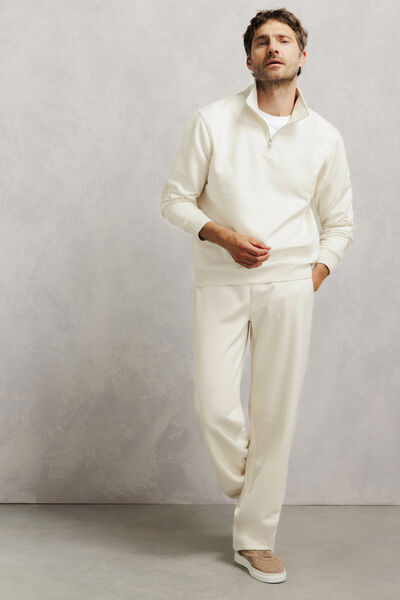 Ensemble sweat col montant et jogging - Ecru
