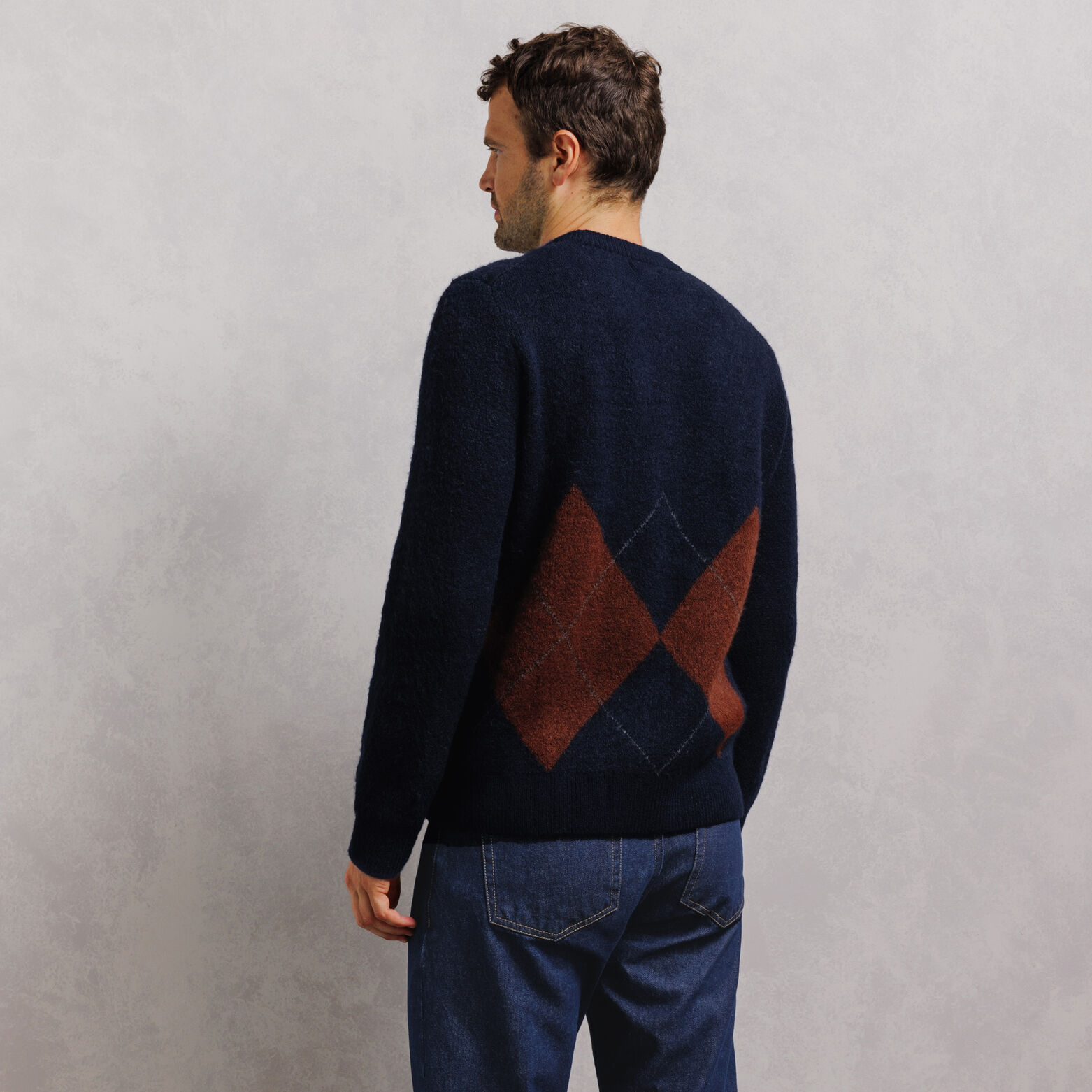 Jacquardtrui met ronde hals en argyle ruiten